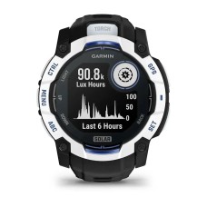 Смарт-годинник Garmin Instinct 3 (50 мм) Solar білий камінь/чорний/синя блискавка