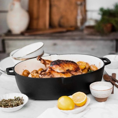Жаровня Barebones Enamel Lined Roaster з кришкою vintage white