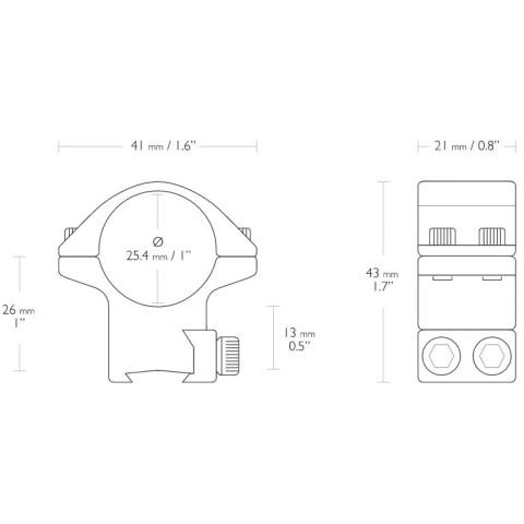 Кольца Hawke Match Mounts. d - 25.4 мм. Medium. 