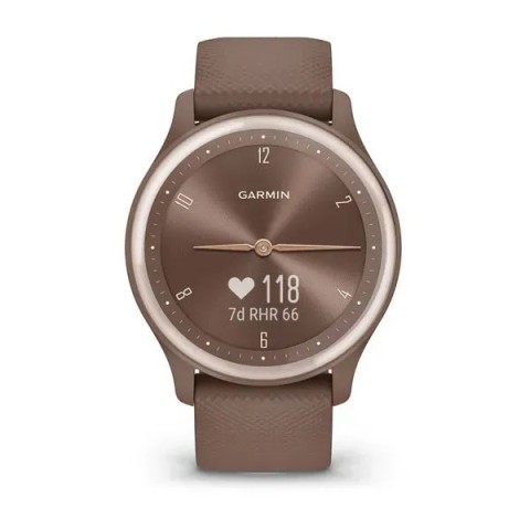 Смарт-часы Garmin vivomove Sport цвета какао с силиконовым ремешком и персиково-золотистыми вставками