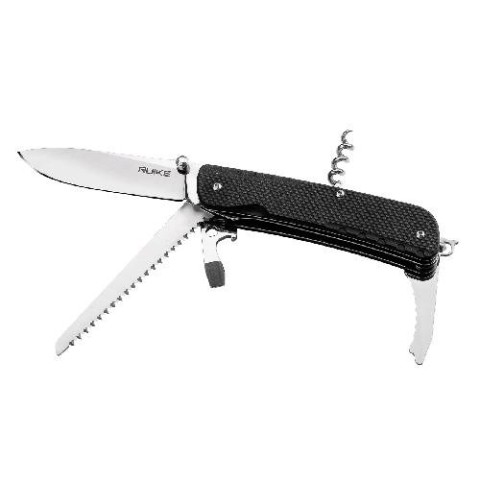 Багатофункціональний ніж Ruike Trekker LD32-B, (8.5 см) 12C27 / G10 чорний, 11 інстр.