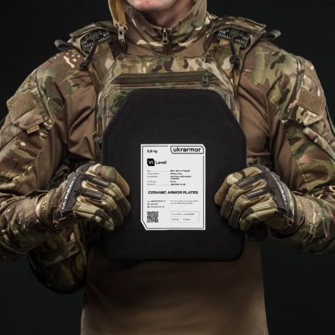 Комплект бронеплит керамічних Ukrarmor 6 клас, 5,6 кг M (25х30 см.)