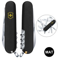 Ніж Victorinox Huntsman Mat 91мм,15функ,чорн.мат,жовт.лого