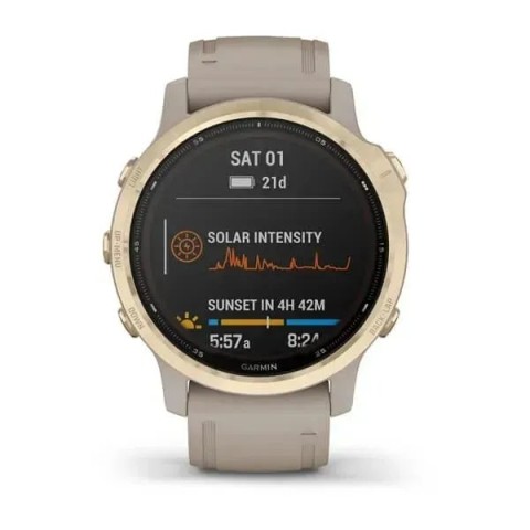 Смарт-годинник Garmin fenix 6S Pro Solar Edition світло-золотистий з пісочним ремінцем
