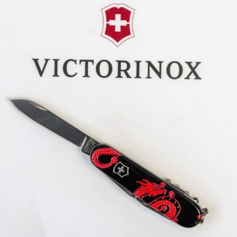 Ніж Victorinox Spartan Zodiac 91мм,12функ,чорн ,Червоний дракон