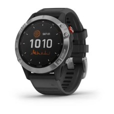 Смарт-часы Garmin fenix 6 Solar серебристые с черным ремешком