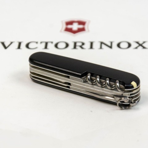 Ніж Victorinox Huntsman Mat 91мм,15функ,чорн.мат,жовт.лого