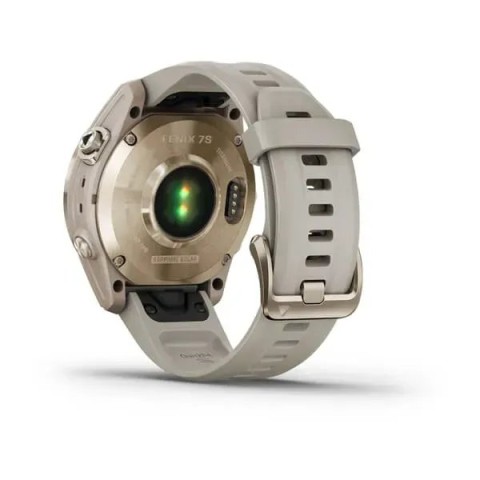 Смарт-годинник Garmin fenix 7S Sapphire Solar кремово-золотистий титановий зі світло-пісочним ремінцем