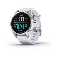 Смарт-годинник Garmin fenix 7S сріблястий з ремінцем кольору білого каменю