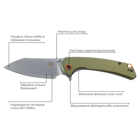 Ніж Skif Jock SW, aluminium, olive green
