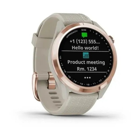 Смарт-годинник Garmin Approach S42 рожеве золото зі світло-пісочним ремінцем