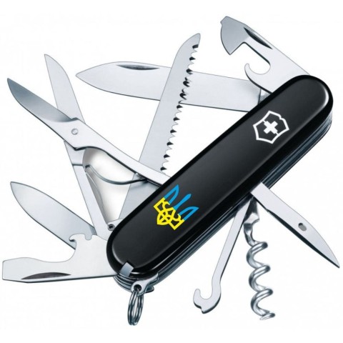 HUNTSMAN UKRAINE  91мм/15функ/черн /штоп/ножн/пила/крюк /Трезубец син-желт.