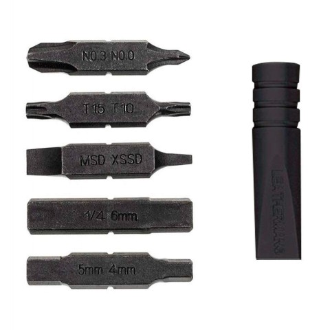Переходник-битодержатель LEATHERMAN на крестовую отвертку мультитула, с битами, черный
