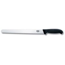 Нож кухонный для нарезки Victorinox Fibrox 36 см, серрейтор, черный