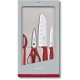 Набір кухонний Victorinox SwissClassic Kitchen Set 4шт з черв. ручкою (2 ножа, ножиці, овочечистка) у подар.упак.