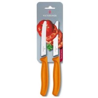 Набор ножей кухонных Victorinox SwissClassic, 11 см, серрейтор, 2шт. блистер, оранжевые