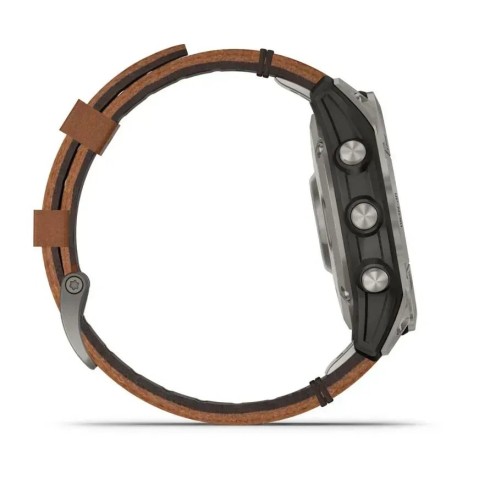 Смарт-часы Garmin fenix 7 Pro Sapphire Solar Edition титановые с каштановым кожаным ремешком