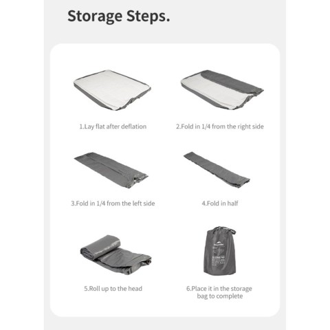 Самонадувний матрац, двомісний, із вбудованою помпою Naturehike CNK2450WS040, 250 мм, сірий