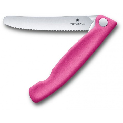 Кухонний ніж Victorinox SwissClassic Foldable Paring лезо 11см хвил. з рож. ручкою (блістер)