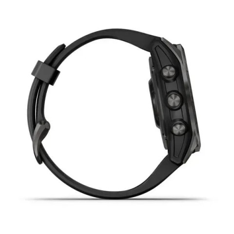 Смарт-годинник Garmin fenix 7S Sapphire Solar карбоново-сірий титановий DLC з чорним ремінцем
