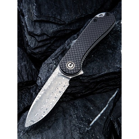 Ніж складаний кишеньковий Civivi Elementum, (7.5 см) Damascus / Carbon Fiber & G10