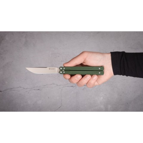Нiж метелик (балiсонг) Ganzo G766 (8.9 см) 440С / G10 зелений
