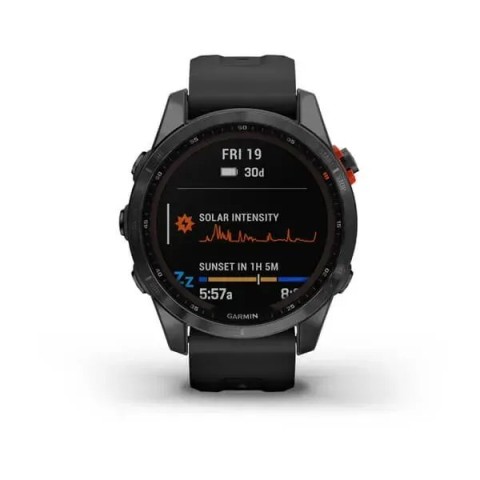 Смарт-часы Garmin fenix 7S Solar сланцево-серые с черным ремешком