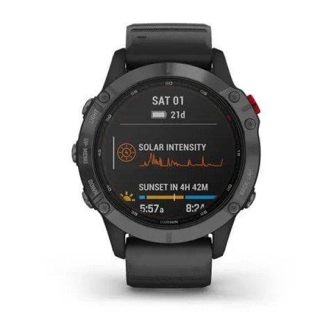 Смарт-часы Garmin fenix 6 Pro Solar Edition серые с черным ремешком