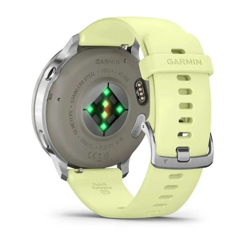 Смарт-часы Garmin Venu 4 (45 мм) серебристый с цитроновым силиконовым ремешком