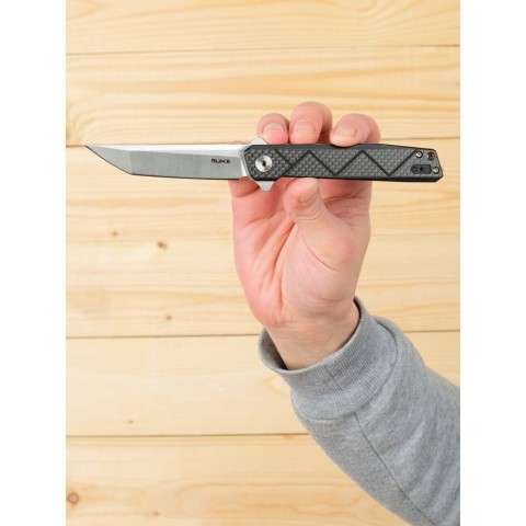 Ніж складаний туристичний Ruike P127-CB, (9.1 см) 14C28N / G10 + carbon fiber чорний