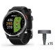 Смарт-часы Garmin Approach S44 с серебристым алюминиевым безелем и черным ремешком + датчики для гольфа Approach CT1