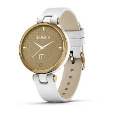 Смарт-годинник Garmin Lily Classic зі світло-золотистим безелем, білим корпусом та італійським шкіряним ремінцем