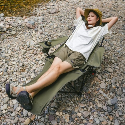 Крісло-шезлонг складане Naturehike CNK2550JJ023 Nightfall T05, сталь, хакі