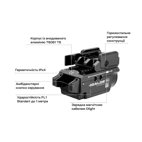 Ліхтар з ЛЦВ Olight Baldr Mini Green Laser Black