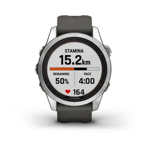 Смарт-часы Garmin fenix 7S Pro Solar Edition серебристые с ремешком графитового цвета