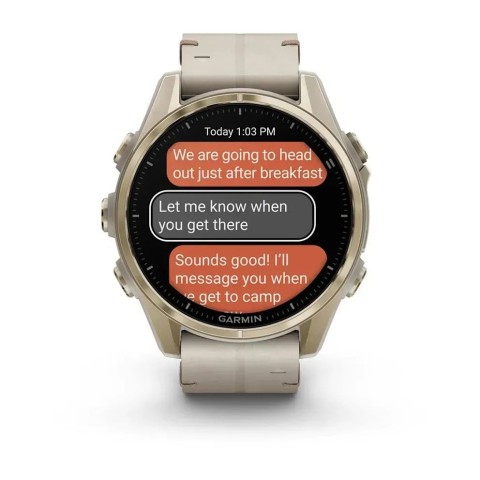 Смарт-часы Garmin fenix 8 AMOLED (43 мм) Sapphire золотистий/известняково-серый кожаный ремешок эксклюзив