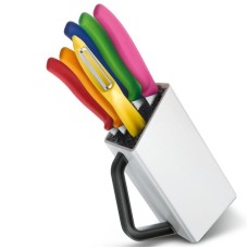 Набір кухонний Victorinox SwissClassic Utility Block 6шт з кольор. ручками з підставкою (5 ножій, овочечистка)