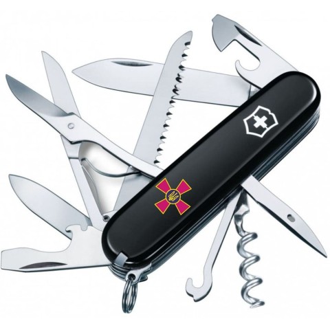 HUNTSMAN ARMY  91мм/15функ/черн /штоп/ножн/пила/крюк /Эмблема ВСУ