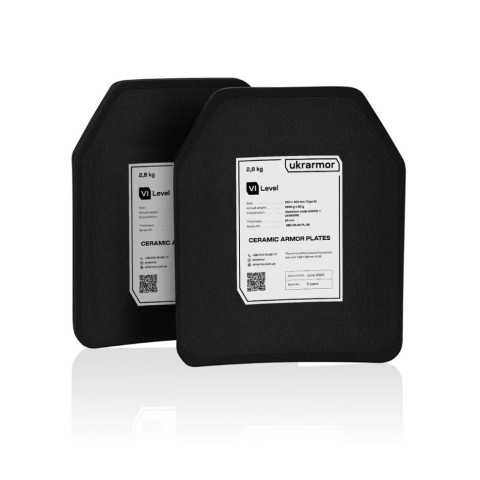 Комплект бронеплит керамічних Ukrarmor 6 клас, 5,6 кг M (25х30 см.)