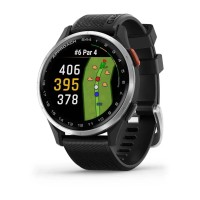 Смарт-часы Garmin Approach S44 с серебристым алюминиевым безелем и черным ремешком