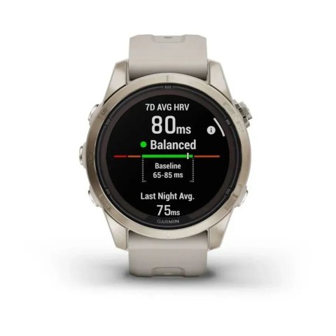 Смарт-годинник Garmin fenix 7S Pro Sapphire Solar Edition ніжно-золотистий зі світло-пісочним ремінцем