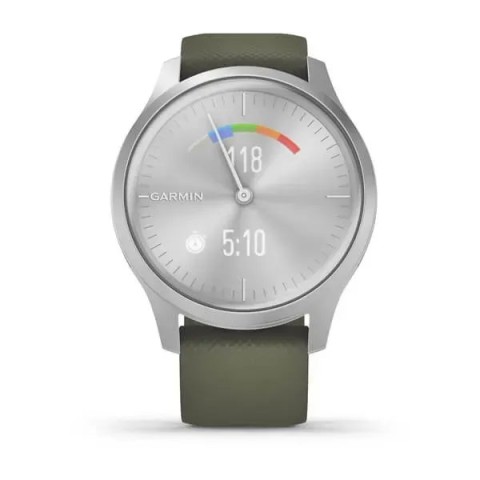 Смарт-годинник Garmin vivomove Style зі сріблястим корпусом і торфяним ремінцем