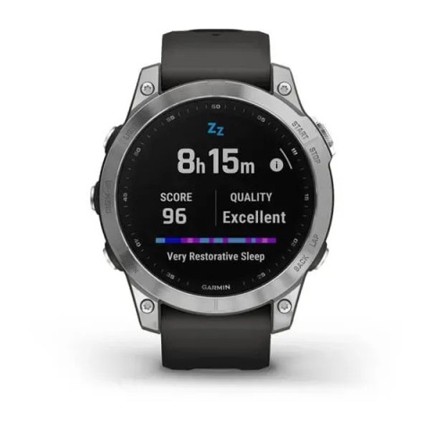 Смарт-часы Garmin fenix 7 серебристые с ремешком графитового цвета