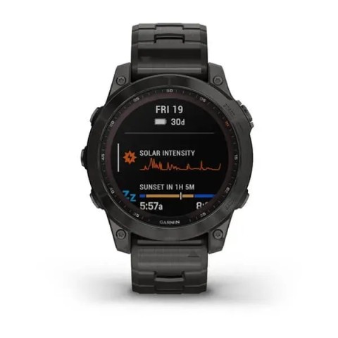 Смарт-часы Garmin fenix 7 Sapphire Solar карбоново-серые титановые DLC с титановим вентилируемым браслетом