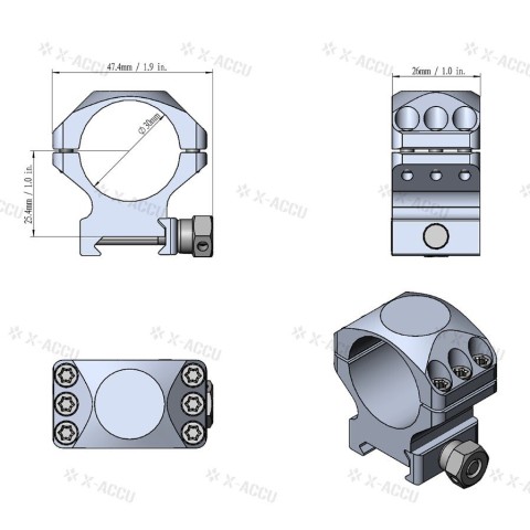 Кільця Vector Optics X-Accu 30 мм на Пікатіні