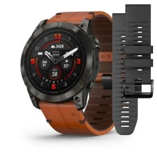 Смарт-часы Garmin epix Pro Gen 2 Sapphire Edition (51 мм) карбоново-серые титановые DLC с каштановым кожаным ремешком