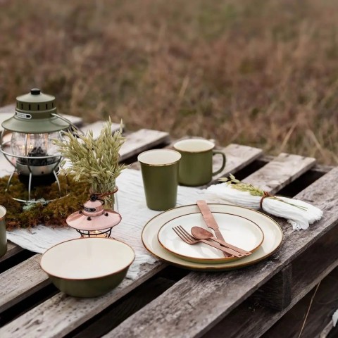 Набор Barebones Enamel 2-Tone Salad Plate Set 2 тарелки Olive Drab