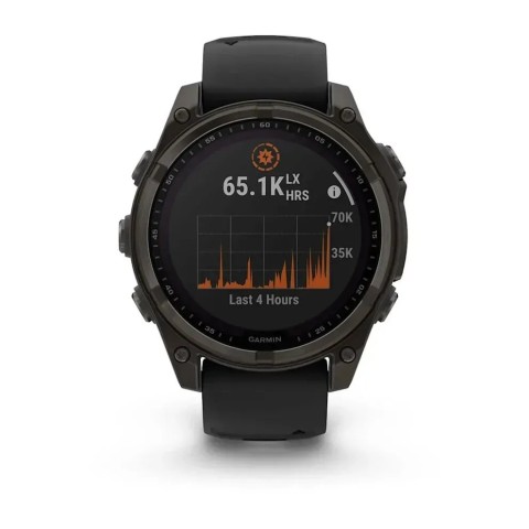 Смарт-годинник Garmin fenix 8 (47 мм) Sapphire Solar карбоново-сірий DLC титан чорний/гравійно-сірий
