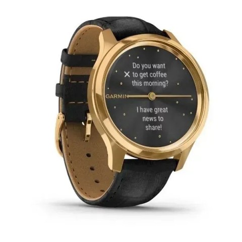 Смарт-годинник Garmin vivomove Luxe із золотистим корпусом та чорним ремінцем
