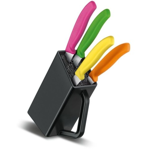 Набір кухонний Victorinox SwissClassic Cutlery Block Steak&Pizza 4шт з кольор. ручками з підставкою